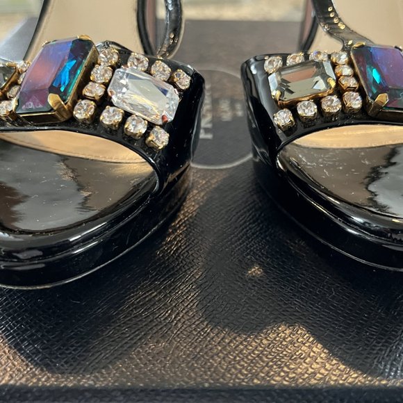 Prada Women's Shoes/CALZATURE DONNA-Vernice Jewels/size: 37.5/Blsck - Picture 5 of 11